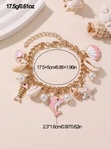 1 件女孩海星仿珍珠海洋风格手链