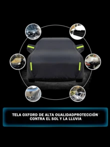 Cubierta para Auto Impermeable, Funda Coche Exterior Lona para Coche Cubierta para Automóvil Coberturas Completas con Tira Reflectante 4.85*1.9*1.85M - Negro - Ver 3