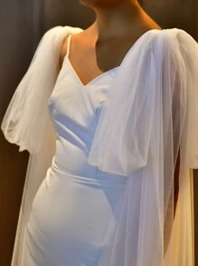 Mangas de brazo para mujer, mangas de tul desmontables y extraíbles, para vestido de novia, ropa de otoño para mujer