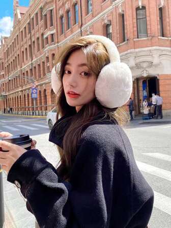 2 件/1 件女式纯色耳罩，冬季保暖户外运动骑行徒步旅行