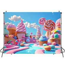 1 stuk lolly snoep park achtergrond sprookje zoete cartoon snoephuis ijs kasteel wolk fotografie achtergrond verjaardagsfeestje douche decoratie fotohokje rekwisieten, feestdecoratie benodigdheden, huisdecoratie benodigdheden, verjaardagsdecoratie benodigdheden