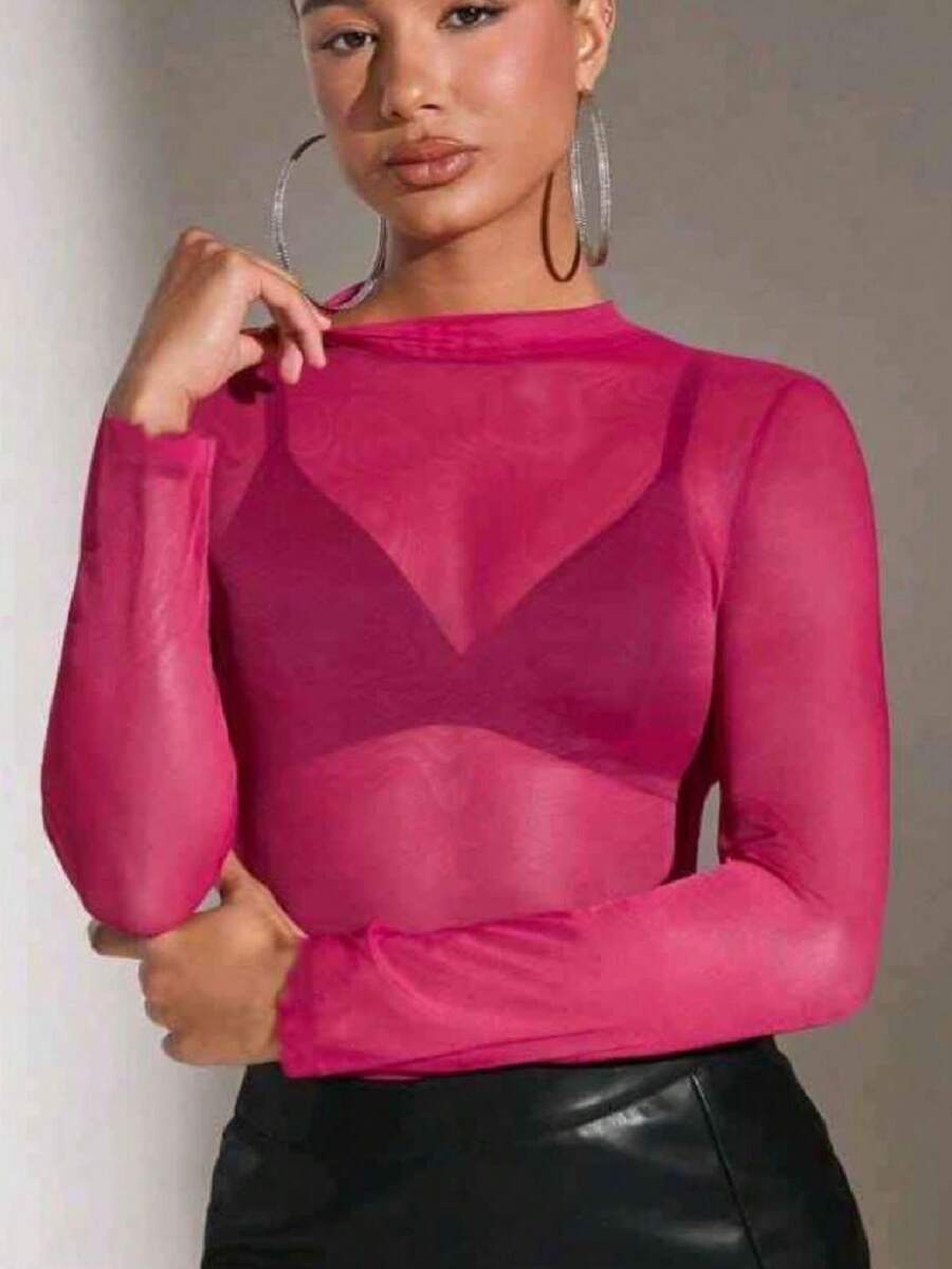 Blusa Mesh - Rosa Fucsia - Ver 1
