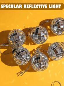 6 件玻璃镜面迪斯科球装饰物、圣诞装饰物、酒吧拍摄道具、婚礼蛋糕和甜点装饰 - 銀色 - 查看 7