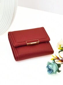 女士小巧钱包 柔软 PU 红色 折叠式 多功能 大容量 卡包 学生用 拉链硬币袋 方便 节日礼物 钱包 带肩带的小钱包 女士钱包 钱包 钱袋 - 紅色 - 查看 8