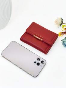 女士小巧钱包 柔软 PU 红色 折叠式 多功能 大容量 卡包 学生用 拉链硬币袋 方便 节日礼物 钱包 带肩带的小钱包 女士钱包 钱包 钱袋 - 紅色 - 查看 7