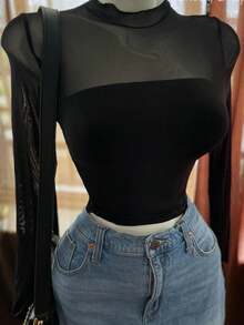 Mesh Blouse - 黑色 - 查看 4