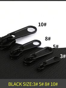 5pcs Detachable Zipper Heads, Repair Clothes Zippers, Bag Charms For Slider Replacement - Black - View 2