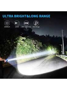 Linterna Led Cree 2000 Lumenes Similar Linterna Lumify X9,Alcance De Proyección 500m. - Negro - Ver 4