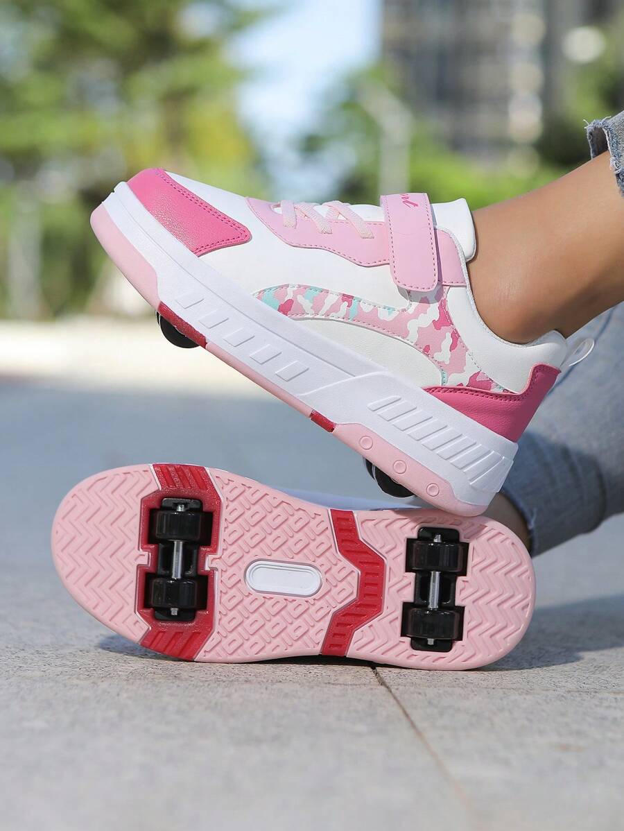 New Fashionable Kids/Children Leather Detachable Skateboard Shoes, Outdoor Lightweight Comfortable Inline Skate Casual Sports Sneakers For Boys And Girls