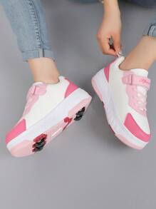 New Fashionable Kids/Children Leather Detachable Skateboard Shoes, Outdoor Lightweight Comfortable Inline Skate Casual Sports Sneakers For Boys And Girls - Pink - View 7