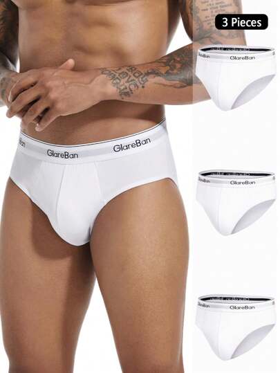 3 Pieces Brand White Sexy Underwear For Men Briefs Polyester Comfort Breathable Men's Panties Underpants Slips Jockstrap Brazilian Soft﻿