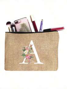 1 túi đựng mỹ phẩm in chữ cái A-Z, quà tặng cho bé gái, túi đựng đồ in họa tiết chữ cái tối giản phong cách retro dễ thương, túi trang điểm, túi đựng đồ nhỏ, túi đựng đồ vệ sinh cá nhân, ví cầm tay, túi đựng đồ gấp gọn nhẹ, túi mua sắm tối giản, ví cầm tay quà tặng giáo viên, túi đựng đồ cho y tá/bác sĩ/giáo viên, thích hợp để đựng đồ trang điểm cá nhân khi đi du lịch, túi đựng mỹ phẩm, túi đựng đồ trang điểm. - Màu Khaki - Xem 10