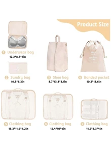 7 pièces de sacs de rangement pour vêtements avec monogramme, sac de voyage organisateur, ensembles de cubes d'emballage, ensembles de sacs de rangement pour valise. Fournitures scolaires, articles essentiels pour la chambre d'étudiant. Pour rouge à lèvres, pinceau, produits de soins de la peau, téléphone portable, pièces, petits articles. Pour la maison, les cadeaux, les vacances et les festivals d'Halloween et de Noël. Usage multifonctionnel, ambiance bohème