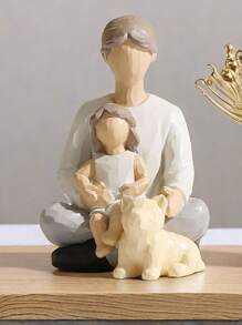 1pc Parent And Daughter Reading Book Figurines, Hand-Painted Figures Gifts For Parent Or Daughter, Family Sculpture For Shelf Decor Desktop Home Bedroom Living Room Decoration Birthday Graduation