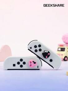 GeekShare 4 Stücke süße Hase & Katze Knopfkappen kompatibel mit Switch/OLED/Switch Lite - Rosa und Schwarz - Übersicht 7