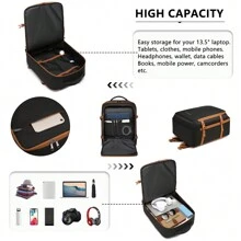 30L Lightweight Carry-On Cabin Size Multi-Function Travel Backpack Water-Resistant Laptop Bag Fits Underseat Ideal For Weekend Trips School Business Men And Women - Black-1 - View 6