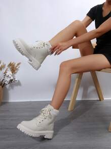 Perfect With Hoodie,Women Fashion Boots Match Sweater, Warm Women's Wool-Lined Snow Boots - Waterproof, Insulated, Round Toe, Fluffy Trim, Short, Lug Sole, Platform, Winter Cold-Weather Boots