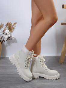 Perfect With Hoodie,Women Fashion Boots Match Sweater, Warm Women's Wool-Lined Snow Boots - Waterproof, Insulated, Round Toe, Fluffy Trim, Short, Lug Sole, Platform, Winter Cold-Weather Boots