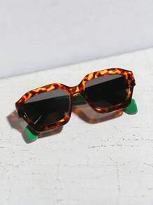 1 pieza Gafas de sol de estilo retro y bohemio con bloques de color antirreflectantes, adecuadas para playa, fiesta, viaje, gafas de moda para verano, vacaciones en la playa, exteriores, viajes