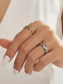 1 件 18K 镀金华丽风格不锈钢 CNC 方晶锆石戒指女士珠宝婚礼派对社交聚会约会礼物