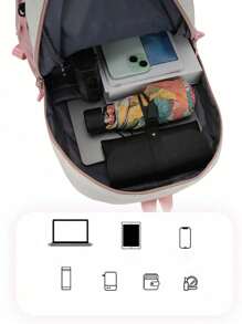 2 buc/Set Rucsac drăguț pentru studenți, rucsac simplu cu fermoar de capacitate mare, rucsac și geantă de papetărie, cu litere albe în formă de inimă A-Z, rucsac înapoi la școală, geantă de umăr de mare capacitate, echipat cu geantă de papetărie de aceeași culoare, rucsac pentru computer la modă și casual asortat pentru campus , Rucsac de damă, Rucsac de călătorie, Vacanță de călătorie, Sport în aer liber, Școală de fete, Studentă de fete, Cadou pentru fiica iubită, Cadou pentru întoarcerea la școală, Potrivit pentru uz școlar