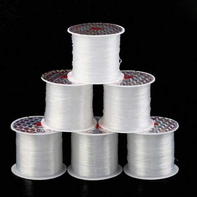 1 Roll 0.2-0.8mm Non-Elastic Transparent Fishing Line & Ultra-Fine White Crystal Line For Beading & Knitting Of Diy Bracelet, Necklace, Ring And Other Accessories Material