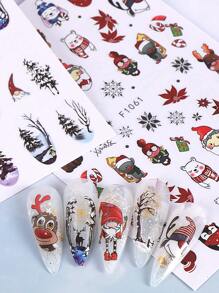 3D 圣诞指甲贴纸 2/5 张卡通圣诞老人麋鹿霓虹灯企鹅雪花雪人汽车树鸟冬青浆果花朵树叶 DIY 冬季圣诞节自粘凝胶抛光贴花滑块可爱指甲装饰 - 彩色 - 查看 9