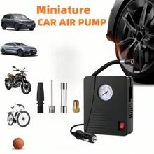 Mini Portable Air Compressor Pump For Bicycle/Car/Motorcycle Tire Inflator, Emergency Use - Black - View 3