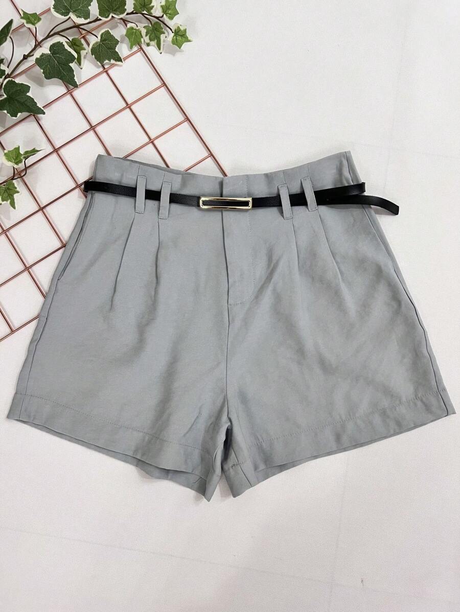 Marrant Shorts With Belt And High Waist Pocket - 淺灰色 - 查看 1