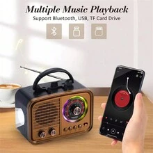 Altavoz Bluetooth multifuncional con radio FM, graves potentes y luces LED decorativas. - Rojo - Ver 6