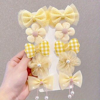 Multiple Pieces Set Children's Flower Hair Ties & Hairbands, Girly Sweet Hair Accessories For Toddler And Little Girls, Lightning Everyday