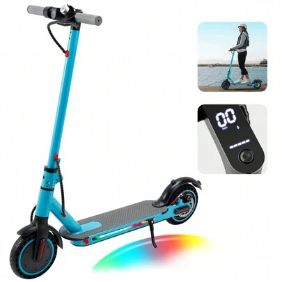 8.5" Folding Electric Scooter For Adults Teens- 350W Motor, 25Miles Max Range, 21MPH Top Speed, Dual Brake System, Aluminum Alloy Body, Bluetooth & App Control, Portable, Shock Absorption, LCD Display, Deco Lights
