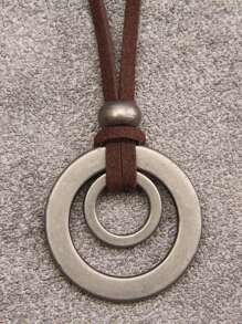 1pc Vintage Zinc Alloy Circle Charm Necklace For Men For Daily Decoration