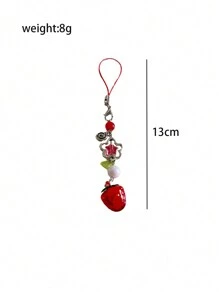 1pc Cute Strawberry Mobile Phone Chain Pendant, Keychain, Backpack Decor, Car Key Ring, Daily Accessory For Women, Family, Friends Valentine's Day Valentines Car Accessories Bag Charm School Goth Y2k Halloween Accessories Teachers Day Christmas Gift Ideas Bag Accessories Lanyards With Id Holder Car Accessories Bag Charms - Beaded Mobile Phone Chain - View 4