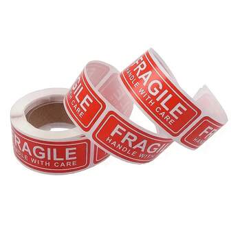 500 张/卷易碎贴纸，小心轻放，谢谢警告标签标志，运输和包装不干胶标签