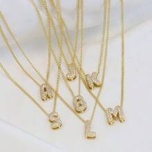 New Fashionable Multifunctional 26pcs English Letter Necklace, Women Copper Cubic Zirconia Letter Pendant