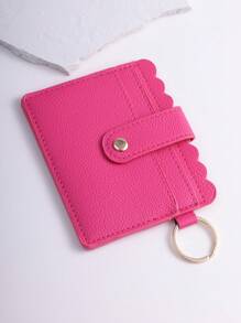 1pc PU Leather Card Holder With Keychain And Tassel Pendant For Women, Card Case And Coin Purse