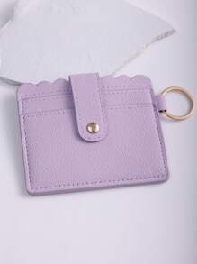 1pc PU Leather Card Holder With Keychain And Tassel Pendant For Women, Card Case And Coin Purse
