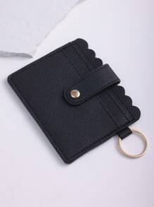 1pc PU Leather Card Holder With Keychain And Tassel Pendant For Women, Card Case And Coin Purse