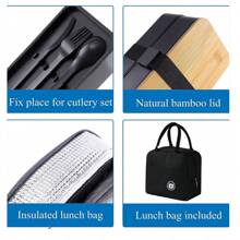 1 件 1200 毫升日式便当盒，双层隔热午餐盒，大容量，微波炉安全塑料食品容器套装，厨房，圣诞礼物 - 彩色 - 查看 10