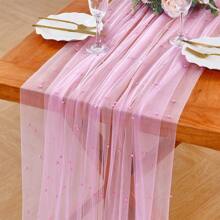 Hochzeits-Tischdecke mit Kunstperle für Empfang, Bridal-Shower, Dessert-Tisch, Hochzeits-Schleier aus Tüll, Chiffon und Perlen, Tischdecke, Linentischüberwurf, Spitzenstoff als beste Geschenke, Hochzeitstischdecke, Hochzeitsdekoration, Heimdekoration, Raum Dekoration, Party Geschenke, Braut Geburtstag Dekorationen, Party Dekorationen Junggesellenabschied - Verschiedenfarbig - Übersicht 6