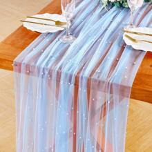 Hochzeits-Tischdecke mit Kunstperle für Empfang, Bridal-Shower, Dessert-Tisch, Hochzeits-Schleier aus Tüll, Chiffon und Perlen, Tischdecke, Linentischüberwurf, Spitzenstoff als beste Geschenke, Hochzeitstischdecke, Hochzeitsdekoration, Heimdekoration, Raum Dekoration, Party Geschenke, Braut Geburtstag Dekorationen, Party Dekorationen Junggesellenabschied - Verschiedenfarbig - Übersicht 5