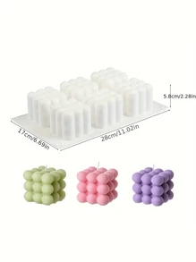 Molde de vela de silicona 3D en forma de cubo, bola redonda pequeña y cristal, molde de resina epoxi para manualidades de velas DIY, herramienta para hacer velas, molde de jabón y suministros de decoración hecha a mano