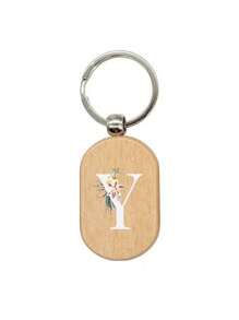 1 件雏菊字母 A-Z 图案木质钥匙扣、首字母木质吊坠、可雕刻的创意小礼物、包包吊坠、木质标签、钥匙扣、戒指、雕刻空白木板、DIY 配件 - 杏色 - 查看 26