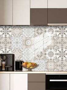 10 stuks Bloemenpatroon Bedrukt PVC Kunstkeramische Tegels Huisdecoratie Muurstickers, DIY Mozaïek Zelfklevend Behang, Waterdicht, Vuilafstotend, Decoratief Voor Keuken, Badkamer, Woonkamer, Slaapkamer, TV Achtergrond, Renovatie Stickers Peel Wandpanelen, Behang, Behang, Lente Decoratie Artikelen Verfris Uw Huis, Rama Decoratie Stickers