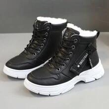 女大码(41-44码)雪地靴2024新款冬季保暖内衬高帮黑色冬鞋短筒短靴学生百搭靴子 - 黑色 - 查看 14