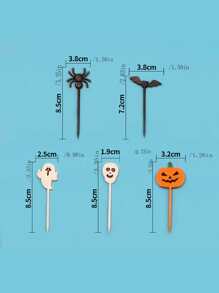 10 cái/gói Phụ kiện trang trí bánh hình bí ngô và ma Halloween, nĩa đựng trái cây dùng trang trí bánh tiệc Halloween - nhiều màu - Xem 2