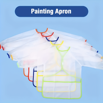 1/2/4pcs Kids Painting Apron, Children's Art Smock, Waterproof Long Sleeve Kids Apron With 3 Pockets, Suitable For Painting, Baking, Feeding, Ages 3-10