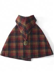 1 pieza Abrigo con capucha de estilo escolar dulce y cómodo, acolchado a cuadros, para niña joven, de estilo casual y alto nivel, multicolor, para primavera/verano/otoño - Multicolor - Ver 3