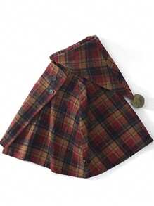 1 pieza Abrigo con capucha de estilo escolar dulce y cómodo, acolchado a cuadros, para niña joven, de estilo casual y alto nivel, multicolor, para primavera/verano/otoño - Multicolor - Ver 2